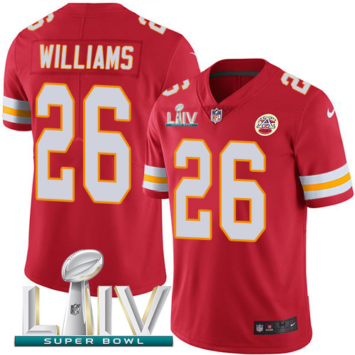 Kansas City Chiefs Nike 26 Damien Williams Red Super Bowl LIV 2020 Team Color Men Stitched NFL Vapor Untouchable Limited Jersey